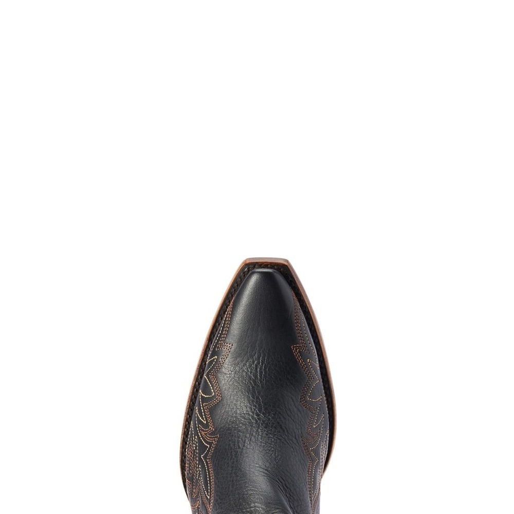 NEW Ariat Jolene Cash Black Leather Western Booties Zip Snip‎ Toe Stacked Heel - Picture 6 of 13